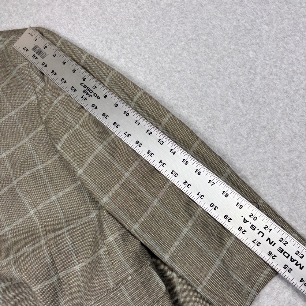 Jos. A. Bank 1905 Slim Fit Blazer 46R Brown Windowpane Linen Wool Sport Coat - Picture 7 of 11